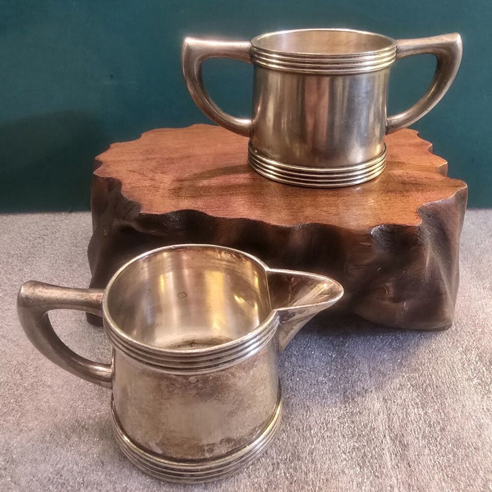 Benedict Indestructo Silver Soldered Sugar Bowl & Creamer PSH EPNS #1235 1239